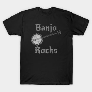 Banjo Rocks, Banjoist Goth Heavy Rock Musician T-Shirt